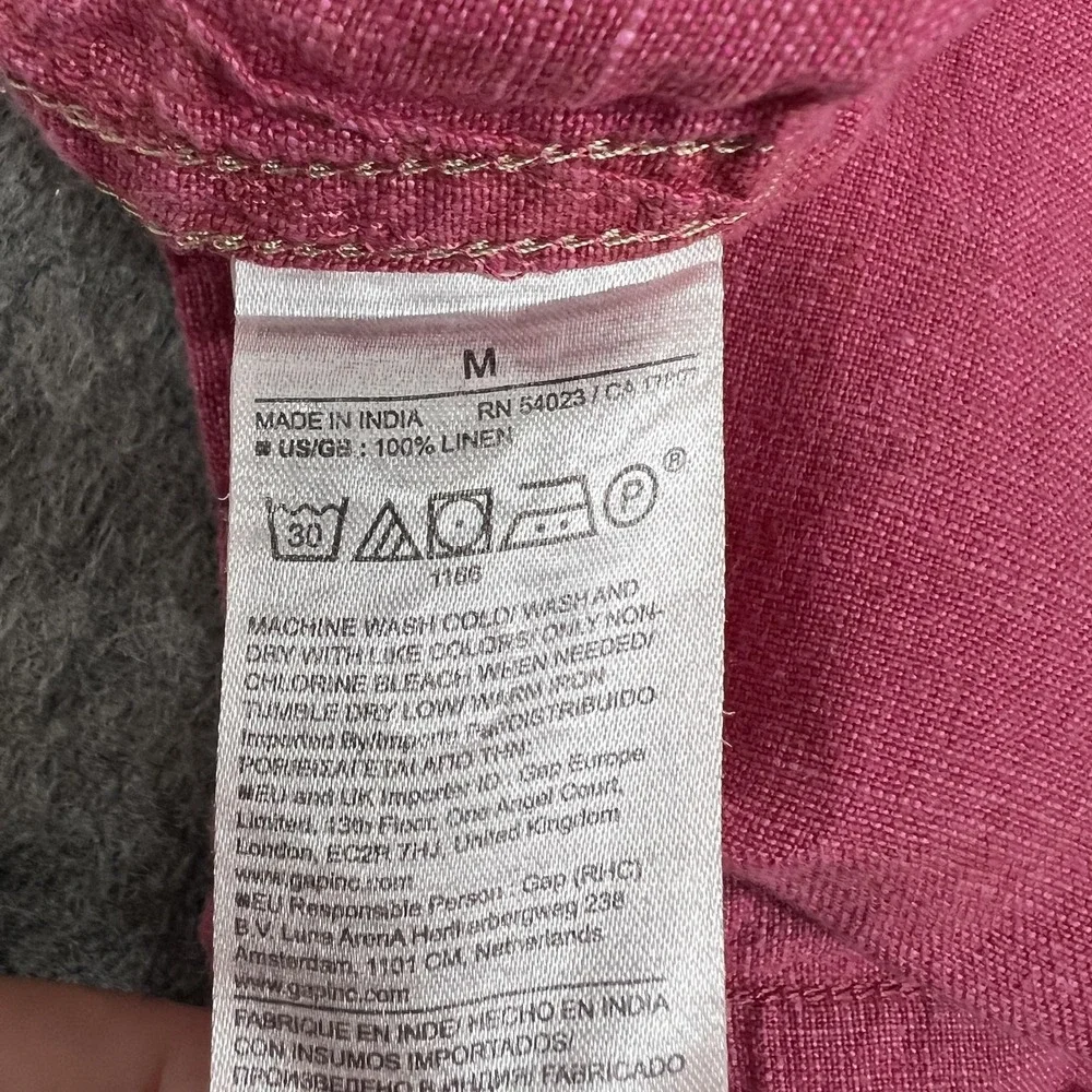 Banana Republic Shirt Mens M Pink Linen Long Sleeve Button Standard Fit Casual